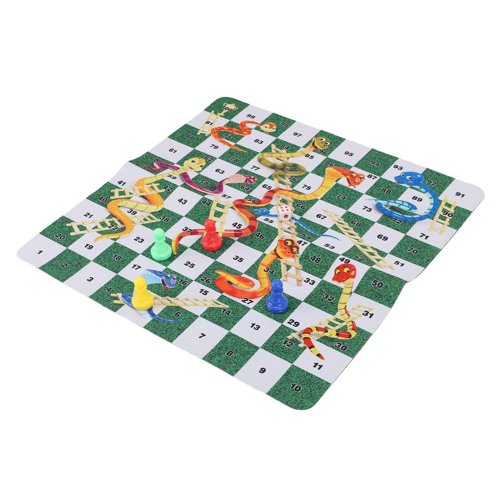 Snakes and Ladders Board Game Set 35cm Rubber Portable Board Game Set for Home Travel Picnic