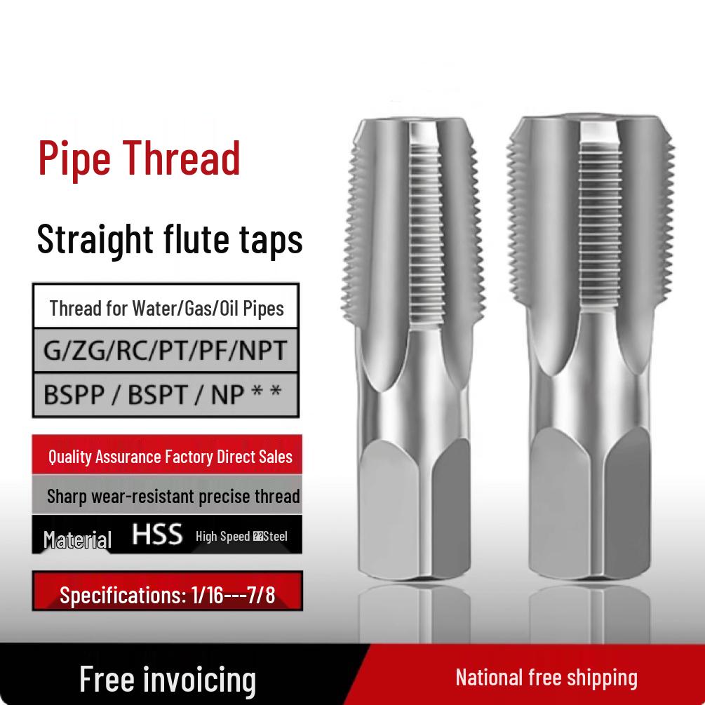 Pipe Thread Taper Tap for Water Pipes: 1", 1.5", 2" (G/PT/NPT/ZG/RC/RP)