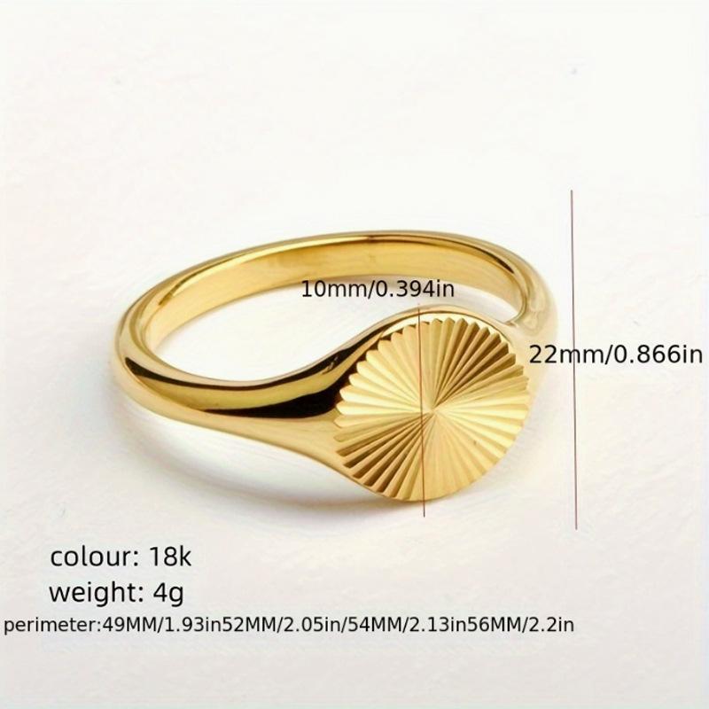 18K Gold Plated Sunflower Wavy Round Women's Stainless Steel Ring