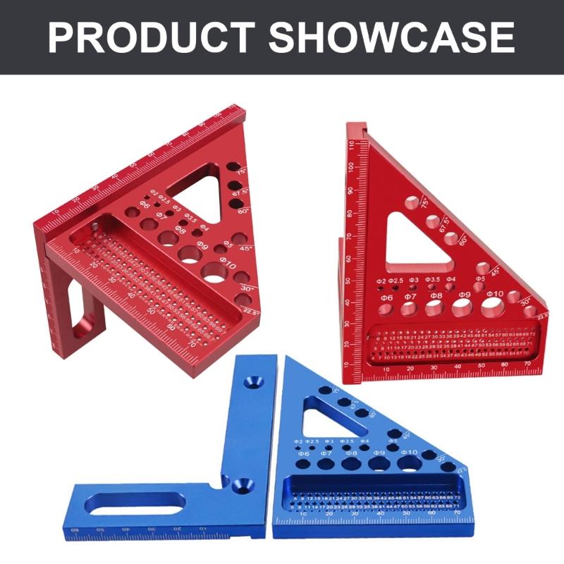 Woodworking Square Protractors, 45/90 Degree CarpenterSquare Aluminum Miter Woodworking Ruler, Triangles Ruler Scriber