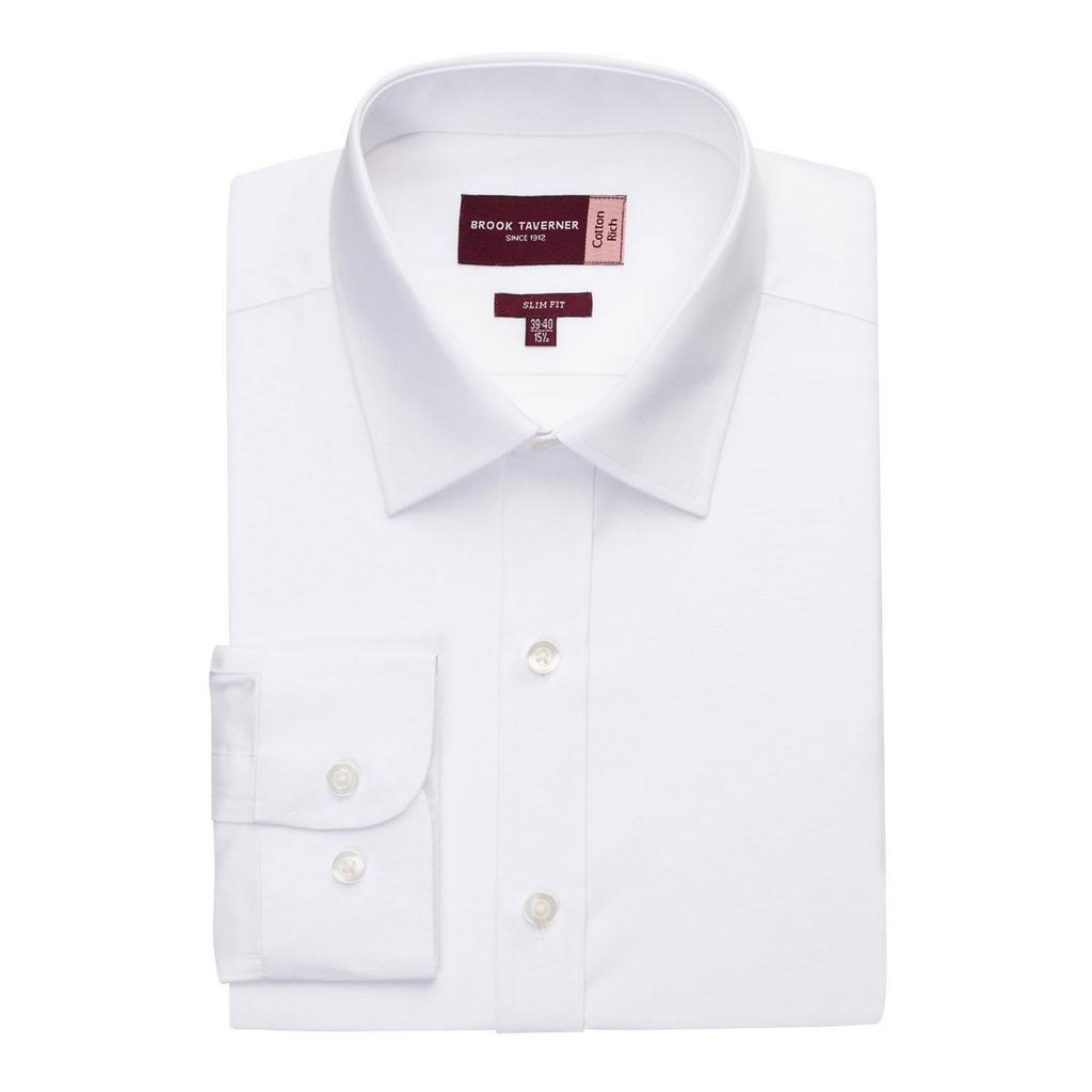 Brook Taverner Mens Alba Poplin Slim Long-Sleeved Shirt