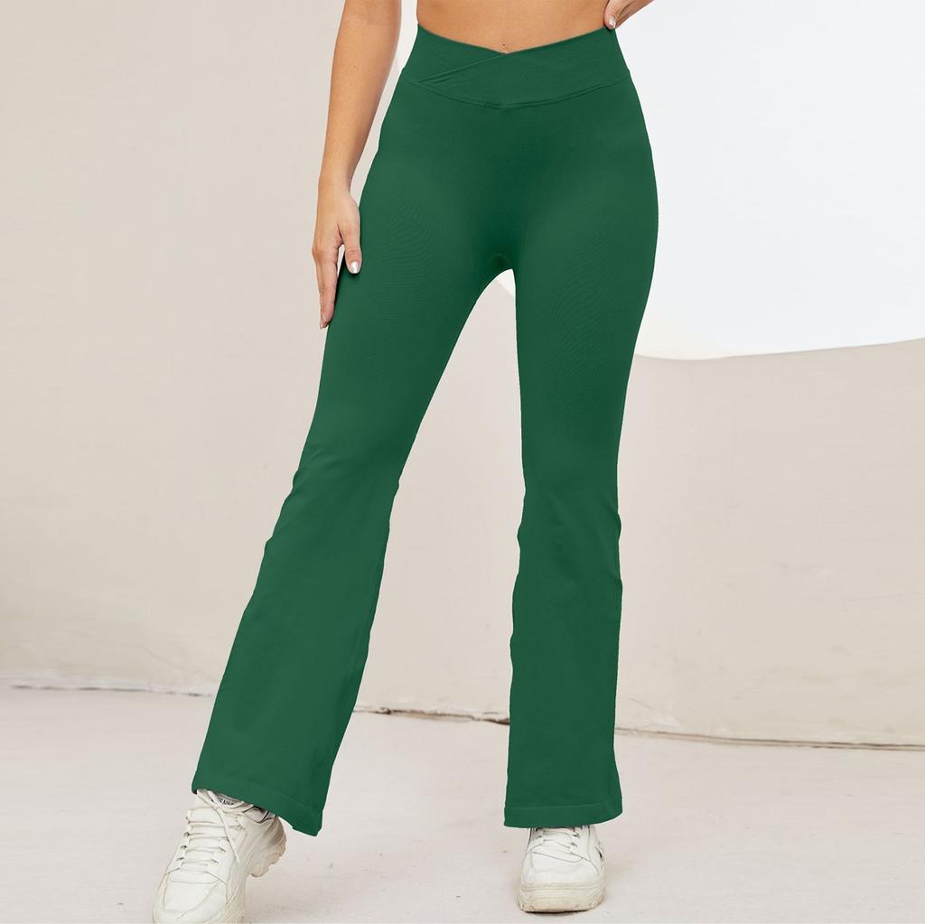 Women's Flared Cross Waist Tummy Tucking Hip Lifting Fitness Running Sports Casual Yoga Pants