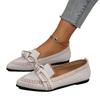 Flying woven mesh pointed large size flat sole shoes bow casual breathable shallow mouth shoes