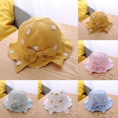 Kids Summer Bow Fruit Sun Princess  Bucket Hat Sunscreen Cap
