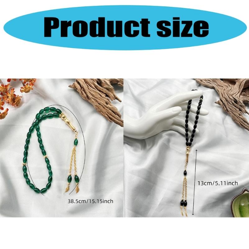 Glass Prayer Beads Tasbih 33 Muslims Prayer Beads Rosary Beads Bracelet with Tassels Muslims Islams Misbaha Bracelet