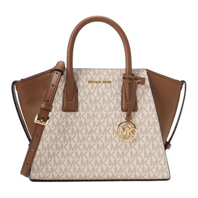 Michael Kors Avril Marken-Logo-Druck Anhänger Beschichtete Leinwand Handtasche Klein Damen Vanille Weiß