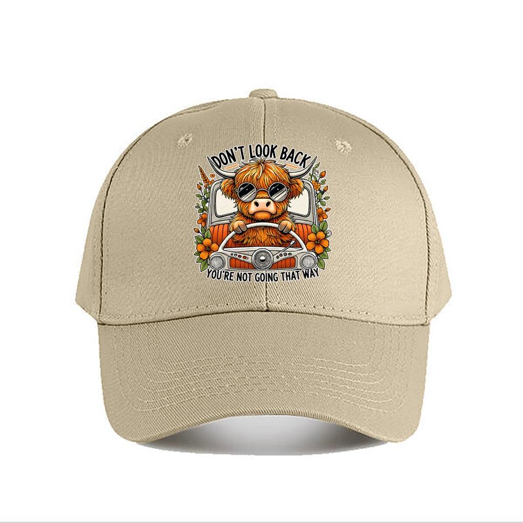 Funny Highland Cow Vintage Graphic Baseball Cap Fashion Unisex Sunhat Womens Outdoor Sports