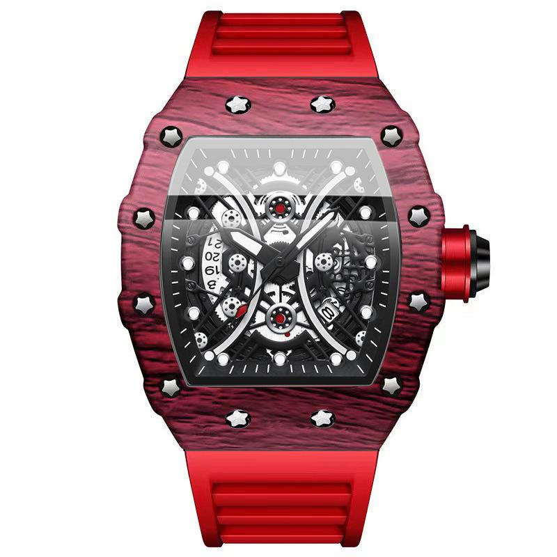 Binbang Men's Silicone Barrel Luminous Fashion Sports Watch