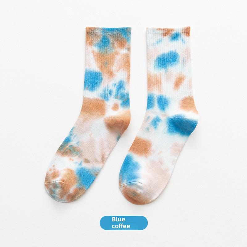 Gradient Tie-Dye Mid-Tube Cotton Socks - Women's Street Fashion & Sport Trend