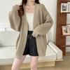 V Neck Loose Casual Cardigan Long Sweater Knitted Women Jacket Autumn and Winter Simple Solid Color Versatile Button Fashion Elegant Long Sleeve Coats