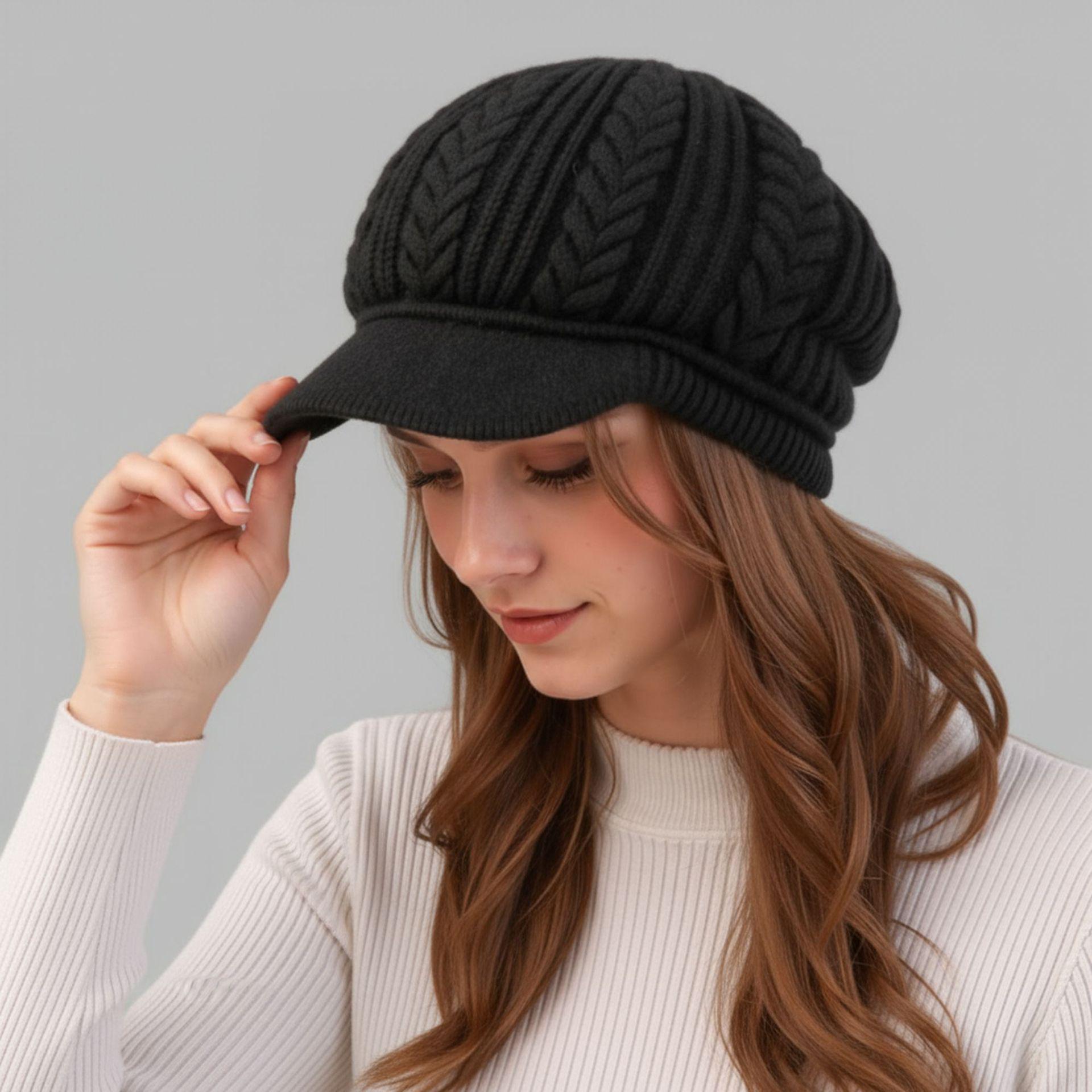 

В язана зимова шапка-качка для літніх жінок - Тепла оксамитова шапка-відро для бабусь One Size