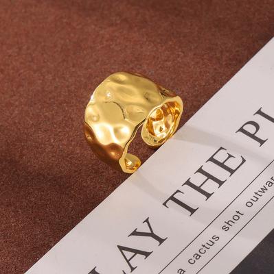 Fashion Temperament, Beat Pattern Ring Design, Simple Copper Material Opening 18K Gold-Plated Tail Ring