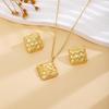 Peach Heart Spiral Tree Leaf Earrings & Necklace Set - Luxury High-End Metal Style Fashion for Women