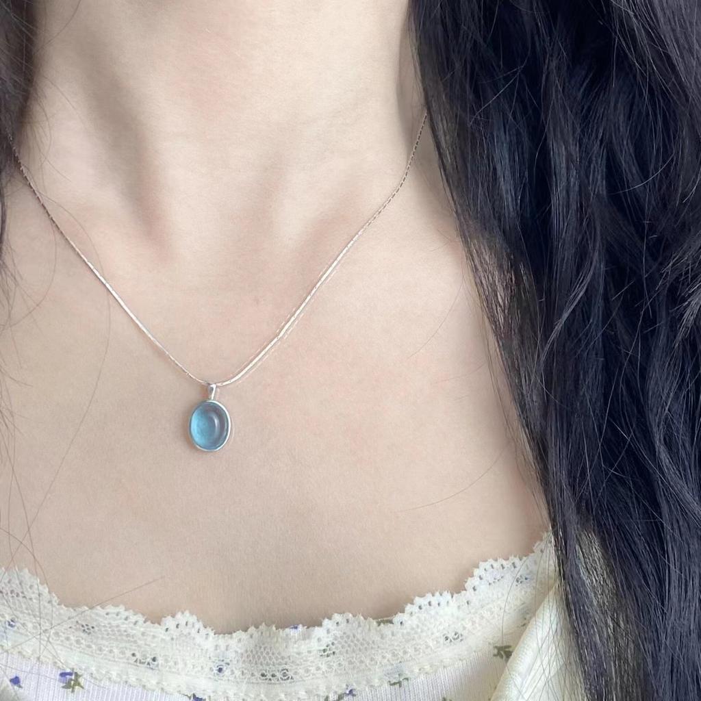 Hypertherm Blue Necklace Women's New Summer Light Luxury, Niche High-end, Simple and Versatile Temperament, No Fading Pendant