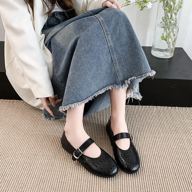 Fashion Women Mesh Loafers Shoes Fashion Chunky Hollow Shoes Shallow Women's Sandals 2025 Summer Low Heels Shoes Zapatillas De Mujer