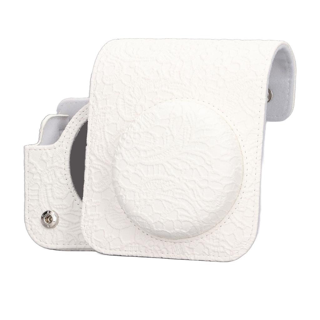 Instant Camera Protective Bag Vintage 3D Pattern Instant Camera Carrying Case for Fujifilm Instax Mini 12 White Lace