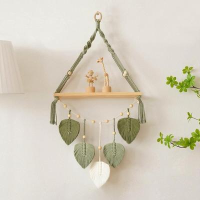 Appeso da Parete Intrecciato a Mano Stile Nordico Arazzo a Foglia Decorazione per Scaffale