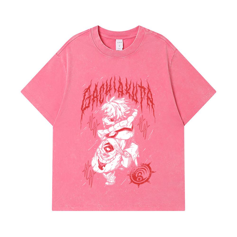 275 GSM Washed T-shirts 100% Cotton Gachiakuta V2 Rudo Print Unisex Heavy Cotton T Shirt