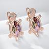 Colorful Natural Zircon Sea Turtle Earrings For Women Fashion  Rose Gold Color Daily Accessorie Animal Jewelry
