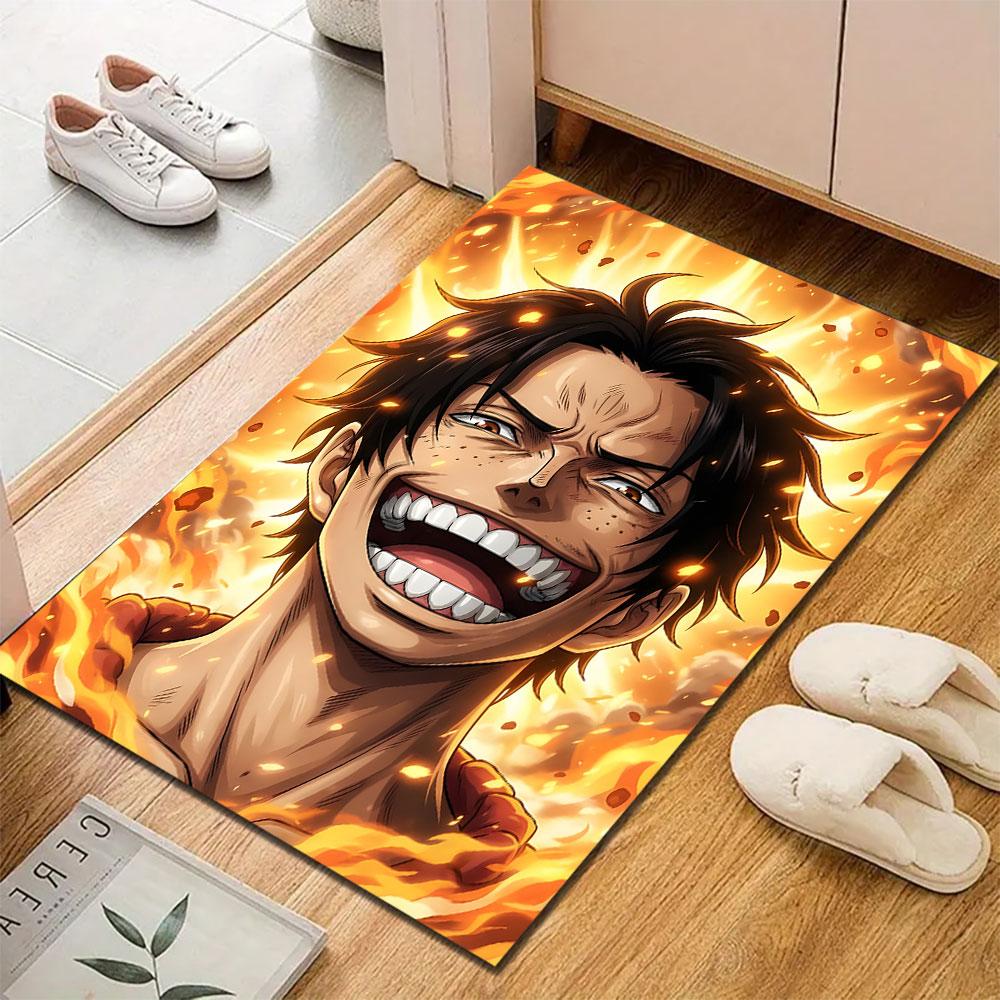 Fiery Anime Character with Bold Expression Patterned Carpet, Suitable As a Non Slip Play Mat for the Living Room and Bedroom Sofa