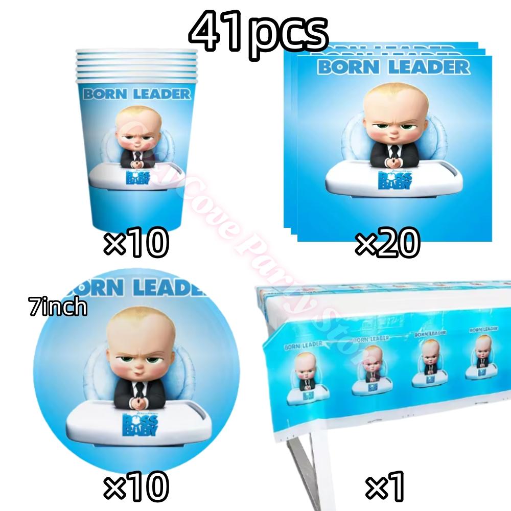 Bossed Baby Thema Verjaardagsfeest Decoratie Pasgeboren 1e Servies Set Bord Beker Ballonnen Voor Kinderen Babyborrel Feest Bedankjes Cadeaus