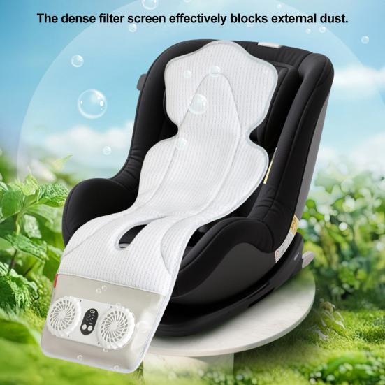 Baby Stroller Cooling Pad 3 Speeds Cooling Cushion with 2 Fans Timer Setting Breathable Mesh Cooling Liner for Stroller Crib Summer Baby Essentials