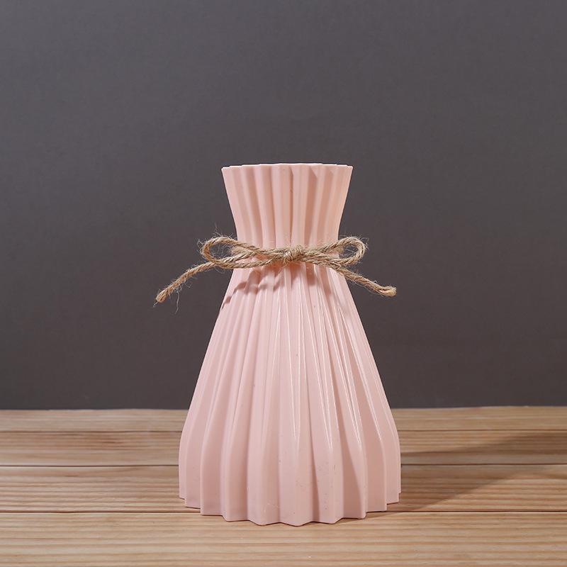 Minimalist Cinched Waist Origami Vase with Hemp Rope Accent for Artificial Flowers