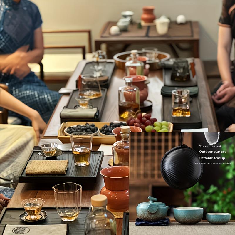 1set Handmade Kung Fu Tea Ceramic Teapot And Tea Cup Set Portable Tea Set For Travel Office Camping Creative Gift Drinkware For Restaurants Cafes