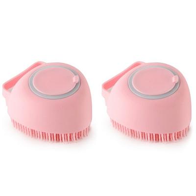 Petconomy Haustier Silikon Schrubb Duschbürste, Rosa, 2 Stück, Koreanisches Haustier-Shampoo