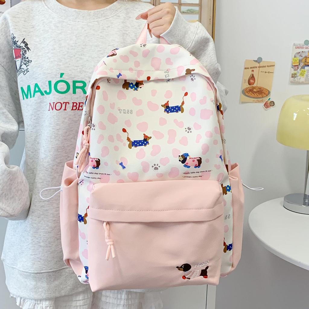 Trendiger Damen-Rucksack mit großer Kapazität und Farbblock für Campus & Reisen