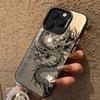 Custodia anti-caduta di lusso con motivo a drago per iPhone 16, 15 Pro Max, 15, 14, 13, 12, 11 Pro XR XS, 7, 8 Plus, placcatura protettiva per obiettivo