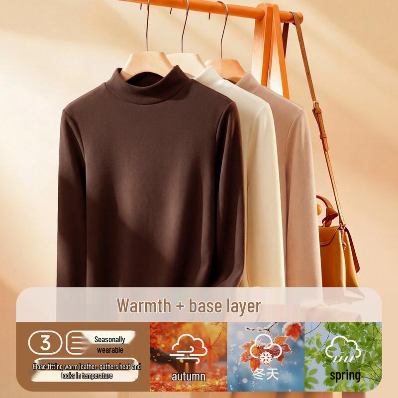 MINISO Women's Semi-High Collar Long Sleeve Base Layer Top