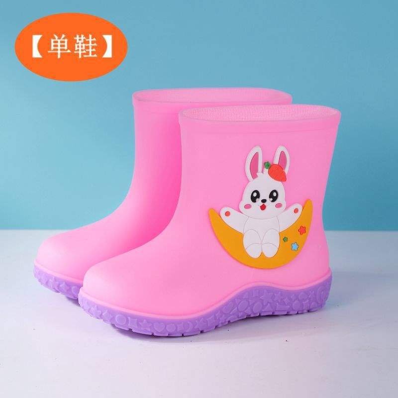 School Season Children's Rain Shoes Bundle Mouth Boys and Girls Rain Boots Non-slip Waterproof Water Shoes Kindergarten [upgrade Sole]