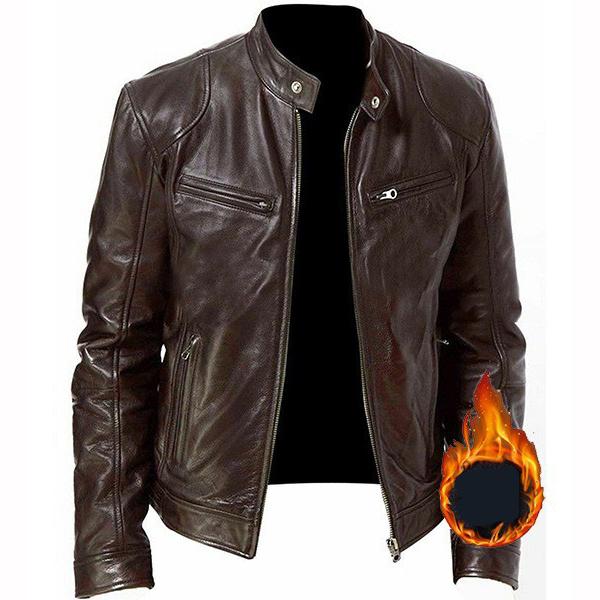 Motorcycle Jacket Man Casual Fashion Coat Slim Fit Lapel Jackets Autumn Winter Pur Coat