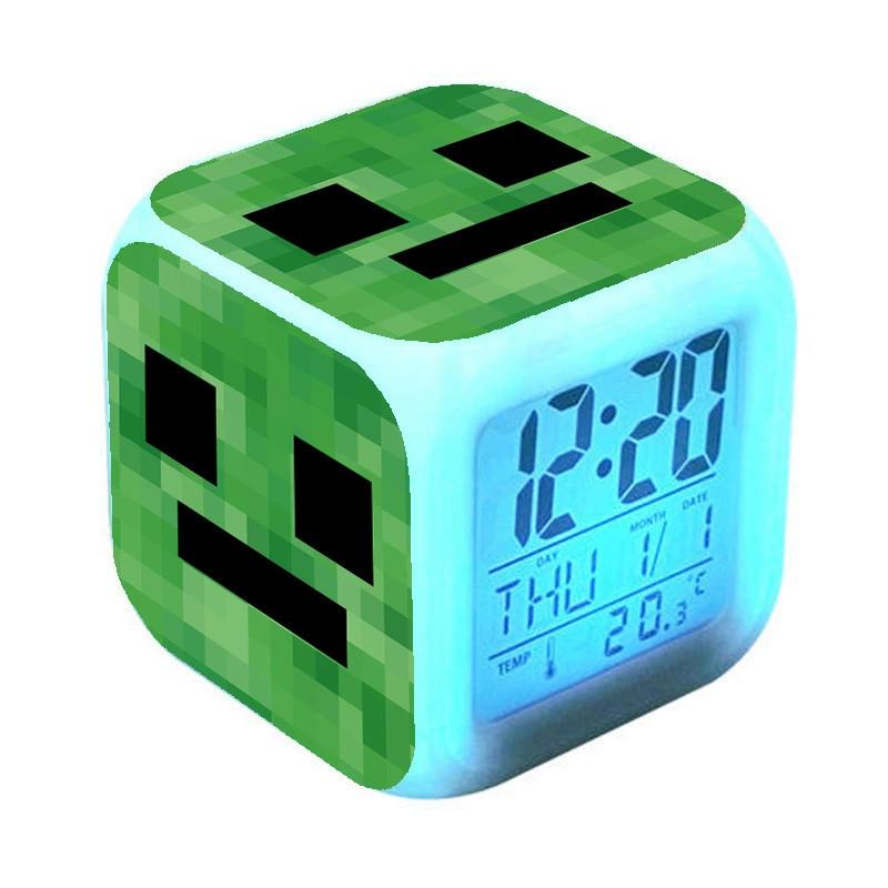 Colourful Minecraft Changing Alarm Clock With Lcd Screen Calendar For Home Use
