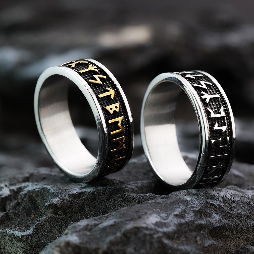 Viking Rune Ring Unisex Stainless Steel Retro Unisex Jewelry