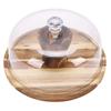 Wood Cake Stand Multi Function Round Cake Plate with Transparent Lid for Fruits Desserts Cheese