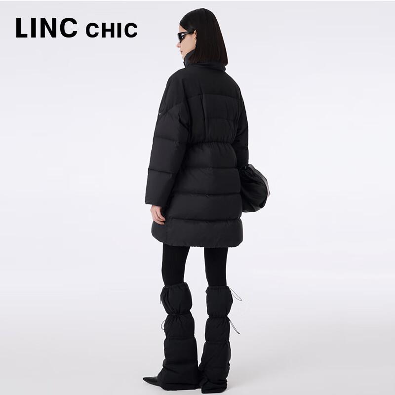 Jinyujie Women's High-Neck Mid-Length Goose Down Puffer Coat