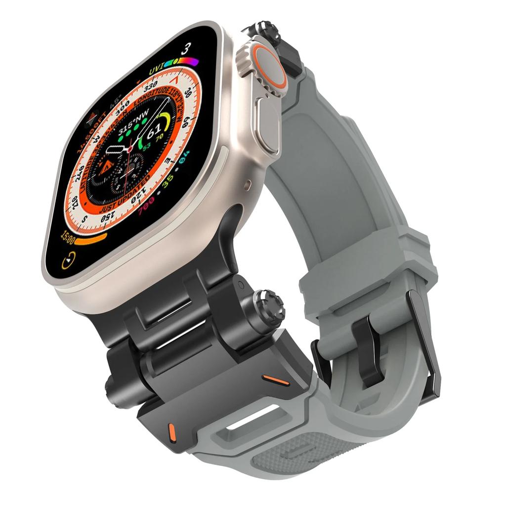 Silicone Strap for Apple Watch Strap Ultra 3 49mm 46 45 44 42mm Titanium Color Sports Watch Band for IWatch 11 10 9 87 6 5 4 SE3