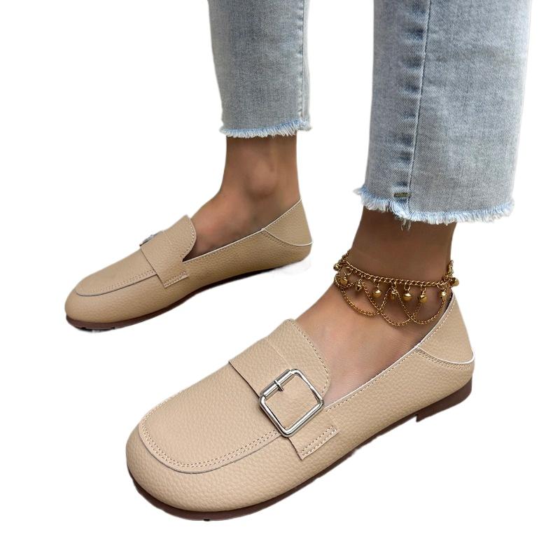 Damskie Buty Klamra Pasek Damskie Płaskie Modne Okrągły Nosek Codzienne Płaskie Buty Gorąca Wyprzedaż Duże Rozmiary Jednolite Płaskie Niskie Obcasy
