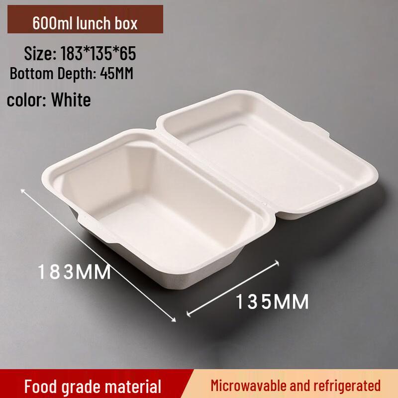 

OLOEY 600ml Sugarcane Pulp Disposable Takeaway Containers (100-pack)