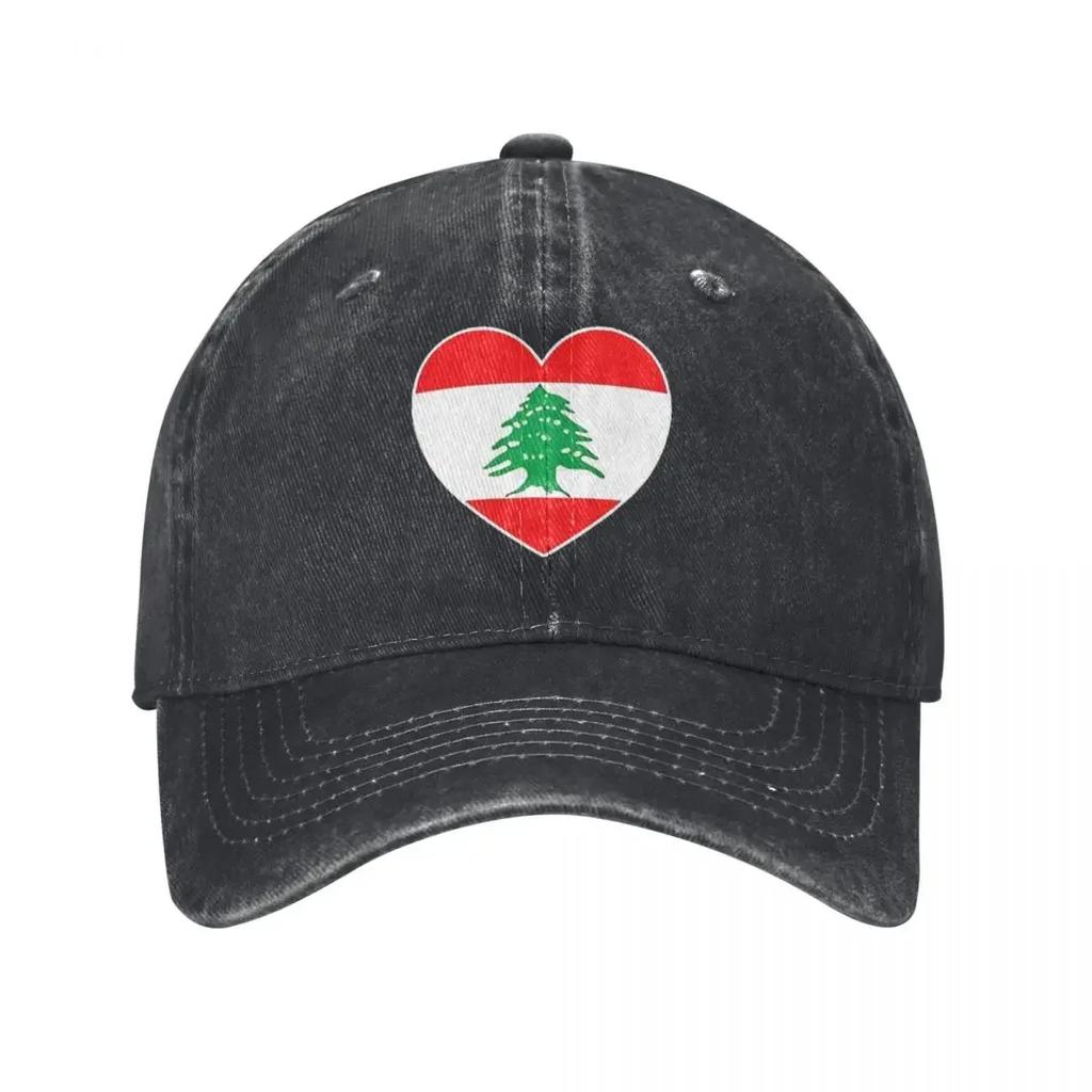 I Heart Lebanon Lebanese Flag Baseball Caps Vintage Distressed Denim Headwear for Men Women Outdoor All Seasons Travel Caps Hat