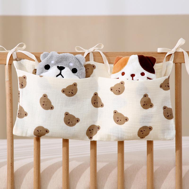 Baby Crib Organizer Cot Caddy Bed Storage Bag 2 Pockets Bedside Hanging Diaper Nursery Toys Bag Diapers Stroller Organize