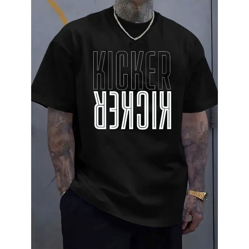 

Men s Short-Sleeved T-shirt, Love Letter Printing, Comfort and Casual, Elastic Neckline, Suitable for Men s Outdoor Activities 4XL чорний