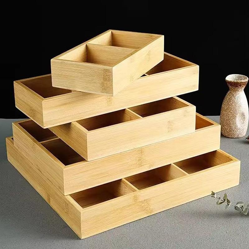 Creative Multi-Grid Tray  Pot Side Dish Plate Divider Tray Snack Plate Platter Nut Plate Wooden Box Saucer Tray