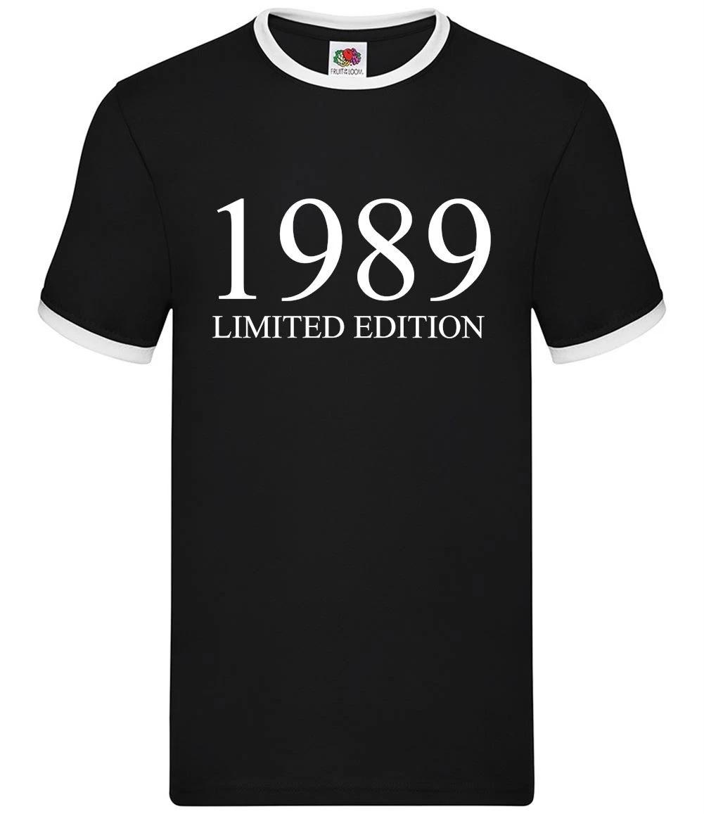 Limited Edition 1989 - Mens Ringer - Birthday Present 35th 35 Gift Age XS