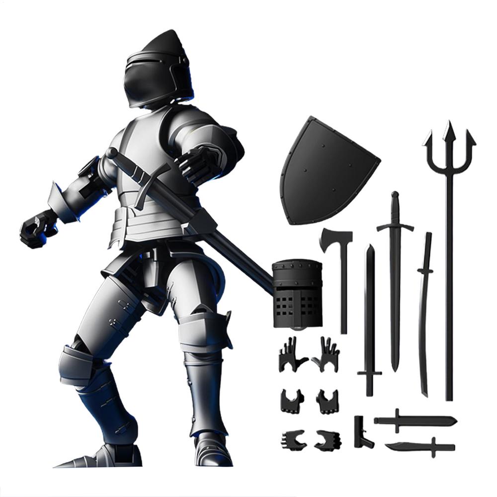 Knight Action Figures 3D Printed Movable Shapeshift Robot Toy Medieval Knight Collectible Figurine Multi-Jointed Action Figure