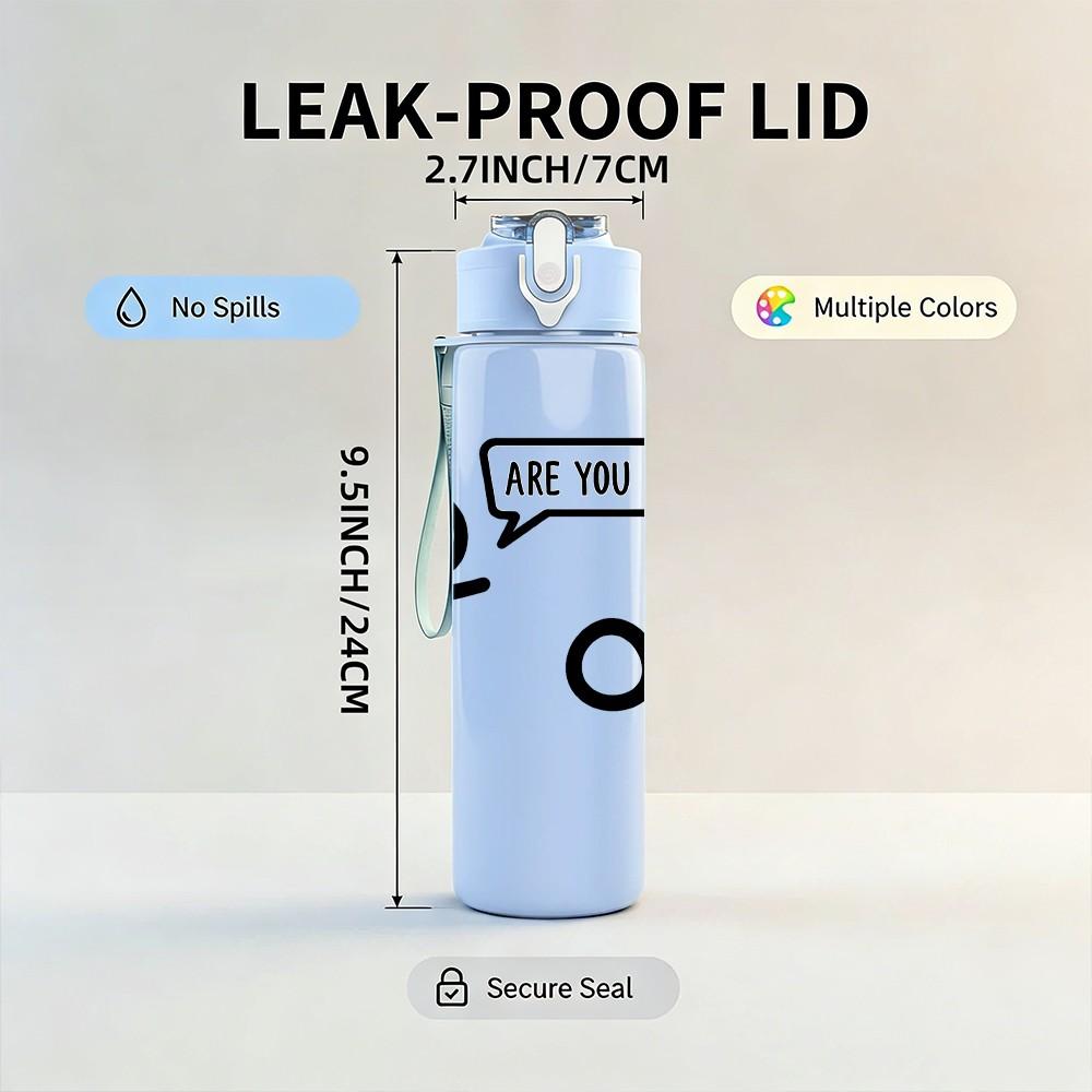 1PC Are You Ok Stick Figure Print 750ml Color Plastic Sports Water Bottle Leakproof Flip Straw Lid Suitable for Sports Office Home Use