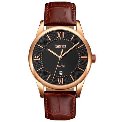 Simple and Classic Brown Leather Business Perfect Gift for High School Students Men's Watch, Stylish, Strap, Waterproof, Analog, Style, Black,