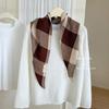 Autumn and Winter Warm Plaid Scarf for Women Korean Version Versatile Literary Retro Knitted Silk Scarf Neck Protector